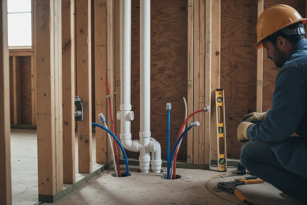 Drain and supply rough-in during Garbage Disposal Repair in Mission